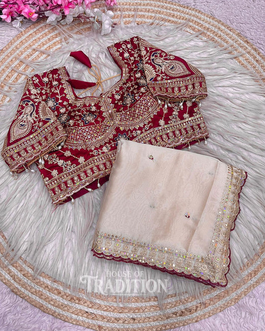 Celebrity Style Rangoli Silk Saree with Sequence Butti & Coding Embroidery Work